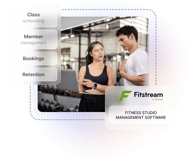 Fitstream fitness studio dashboard with class schedule and member check-ins