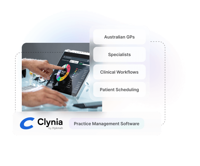Clynia healthcare dashboard with appointment schedule and Medicare claims