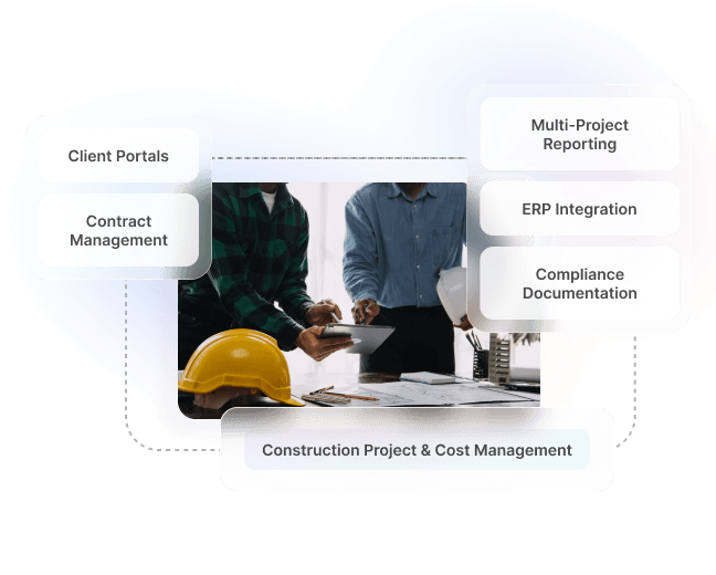 Construction Project & Cost Management with Client Portals, Contract Management, Multi-Project Reporting, ERP Integration, and Compliance Documentation