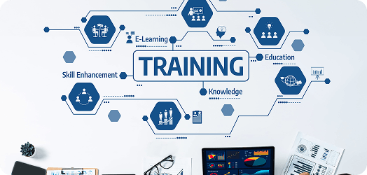 Corporate training dashboard with completion rates and certifications