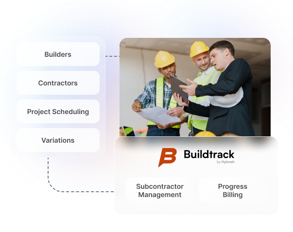 Buildtrack construction dashboard with project timeline and job cost tracking